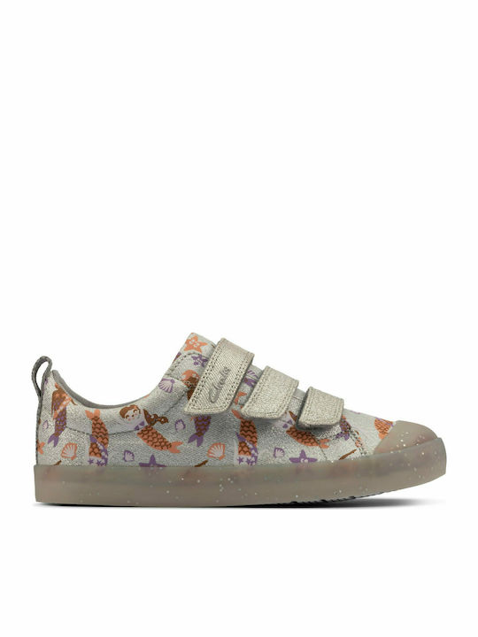 Foxing Print Kids Sneakers Anatomic with Scratch Silver