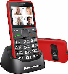 Powertech Sentry Eco Dual SIM Κινητό με Μεγάλα Κουμπιά (Ελληνικό Μενού) Κόκκινο