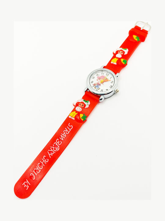 PS Silver Kids Analog Watch Strawberry with Rubber/Plastic Strap Red