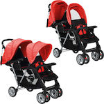 vidaXL Double Stroller Suitable from 6+ Months Red & Black