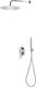 vidaXL Built-in Mixer, Hand Shower & Shower Head Set for Shower 2 Exits Inox Silver