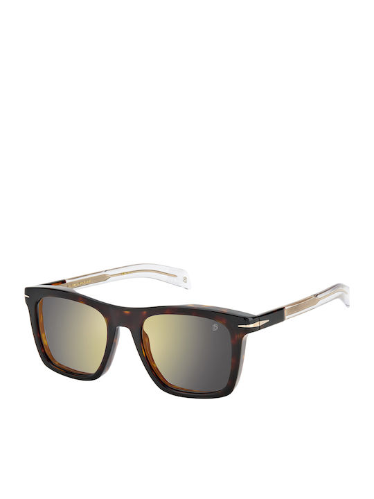 David Beckham Men's Sunglasses with Brown Tartaruga Acetate Frame and Gold Mirrored Lenses DB7000/S 086/JO