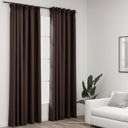 vidaXL Σετ Κουρτίνες με Τρέσα Styli Taupe 140x245εκ.