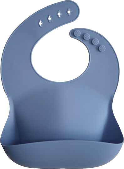 Mushie Wasserdicht Lätzchen Silikon mit Taste & Tasche Powder Blue
