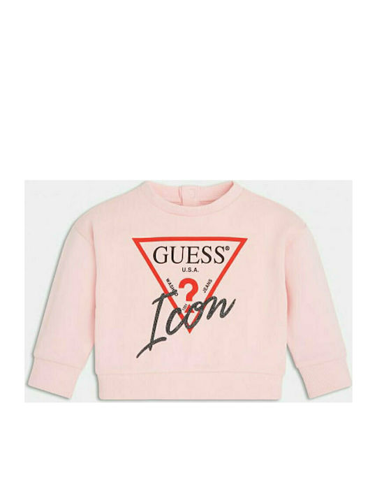 Guess Fleece Kinder Sweatshirt Gekürzt Rosa Crop Icon