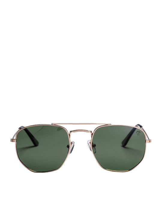 Chpo John Sunglasses Χρυσά with Metal Frame & Green Lens