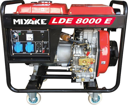 Miyake LDE8000E Γεννήτρια Πετρελαίου με Χειροκίνητη - Ηλεκτρική Μίζα, Ρόδες και Μέγιστη Ισχύ 8kVA