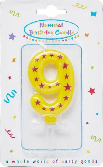Procos Birthday Candle Number "9" in Yellow Color 89172