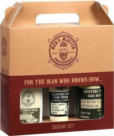 Rosa Impex Men's Master Shaving 2 Rejuvenating Face Cream 75ml, Shaving Foam Aloe and Green Tea 200ml & Aftershave Balm Tea Tree and Menthol 120ml
