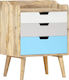 Bedside Table Solid Wood Beige 47x35x63cm