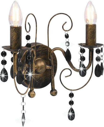 vidaXL Vintage Lamp Wall with Socket E14 Black 29x29cm