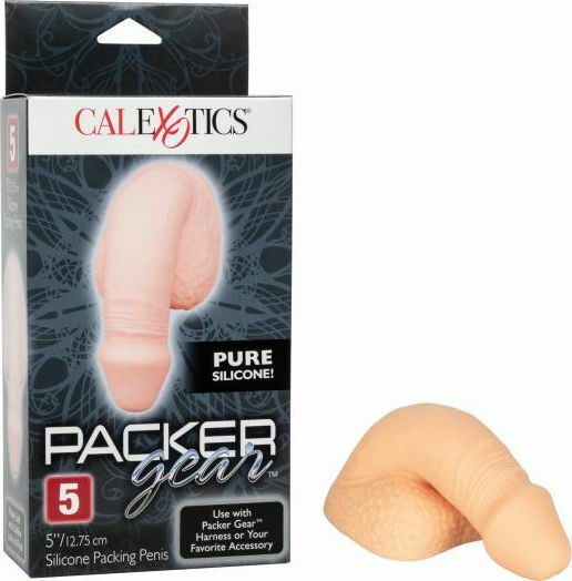 Calexotics Packer Gear Silicone Packing Penis Реалистично дилдо с тестиси Слонова кост 12.75см