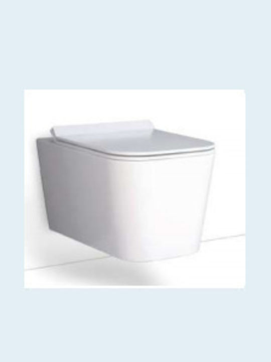 Bianco Ceramica Enzo Rimless Wall-Mounted Toilet that Includes Slim Soft Close Cover White Matt