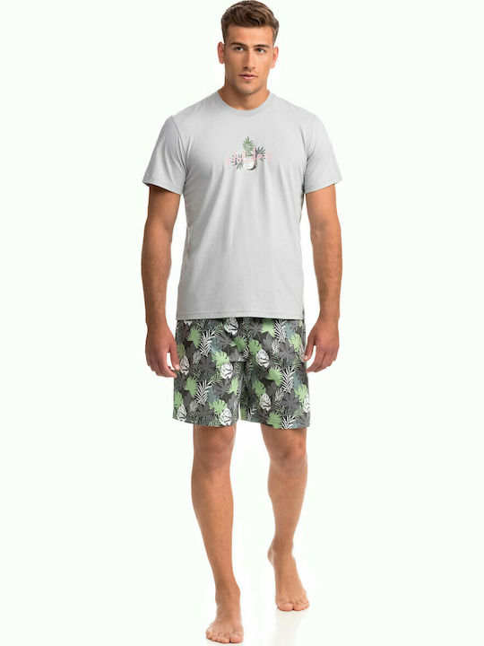 Vamp Men's Summer Cotton Pajamas Set Gray