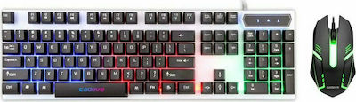 Cadeve 9122 Gaming Keyboard Set with RGB lighting & Mouse (English US) White