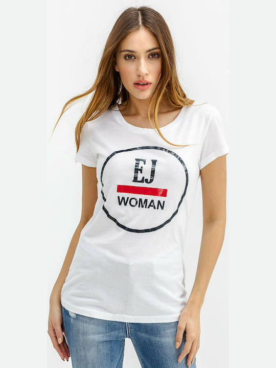 Edward Jeans 19.1.2.01.127 Γυναικείο T-shirt Λευκό με Στάμπα