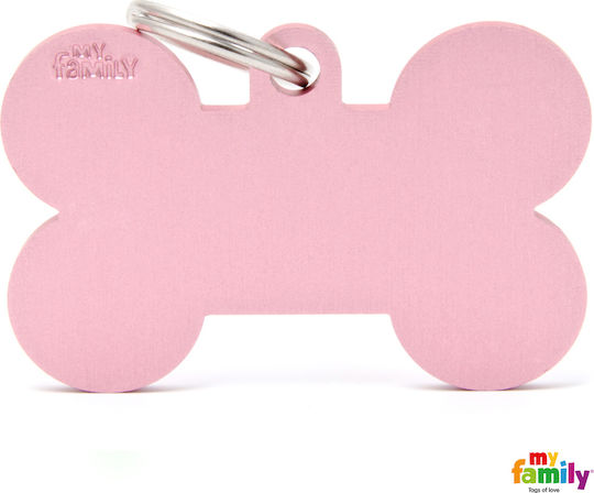 My Family Basis Hund-Identifikationsmarke Knochen Rosa Metall Personalisierung