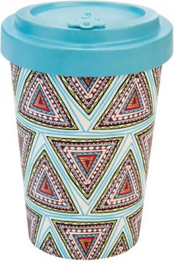 Woodway Aztec Cană Bambus cu Capac Blue 400ml Woodway Aztec Cană Bambus cu Capac Blue 400ml
