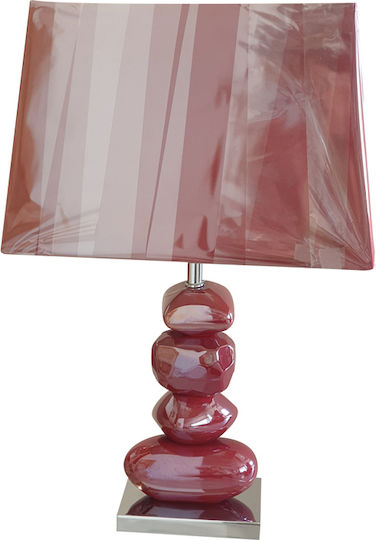 Keramik Tischlampe mit Rot Schirm und Basis