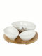 Cryspo Trio Porcelain Dessert Divided Serving Tray with 3 Slots Lotos White Ø22cm