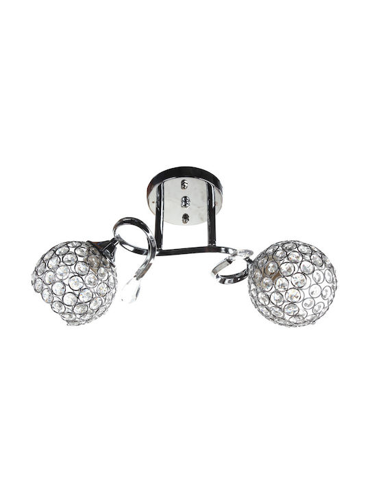 Keskor Modern Ceiling Mount Light with Socket E27 with Crystals in Silver color 44pcs
