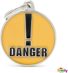 My Family Charms Dog ID Tag Circular Danger 3.93x3.17cm Yellow