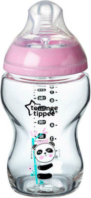 Tommee Tippee Glass Bottle Closer To Nature Anti-Colic with Silicone Nipple for 0+, 0+ m, months Pink Panda 250ml 1pcs