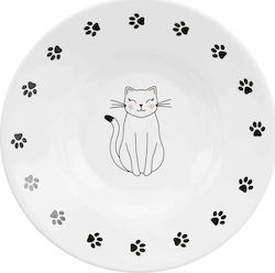 Trixie Cat & Paws Keramik Katzenteller Weiß für Futter & Wasser 200ml 15cm 24651