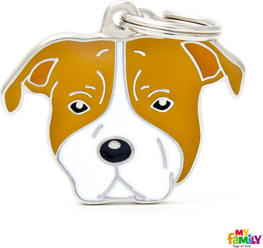 My Family Friends American Staffordshire Terrier Brown Metal Dog ID Tag Personalized