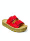 Parex Women's Flat Sandals Flatforms in Red Color