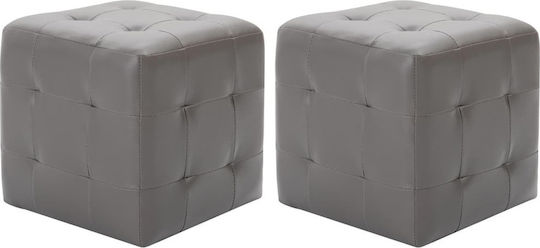 vidaXL Bedside Tables with Grey Artificial Leather 2 Pieces 30x30x30cm