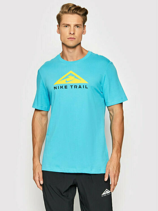 Nike Trail Αθλητικό Ανδρικό T-shirt Dri-Fit Ciel με Στάμπα