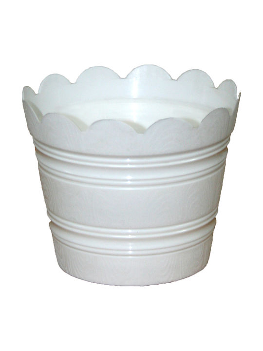 Marhome Γλάστρα Donczka Drewnopodobne Flower Pot 17x15cm in White Color 09-00-213