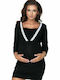 PeeKaBoo 0155 Long Nightgown for Breastfeeding Black