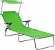 vidaXL Foldable Steel Beach Sunbed Green with S...