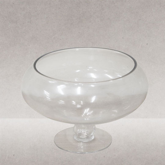Marhome Dekorative Schüssel Glas Sockel Transparent 19.5x19.5x18cm 1Stück