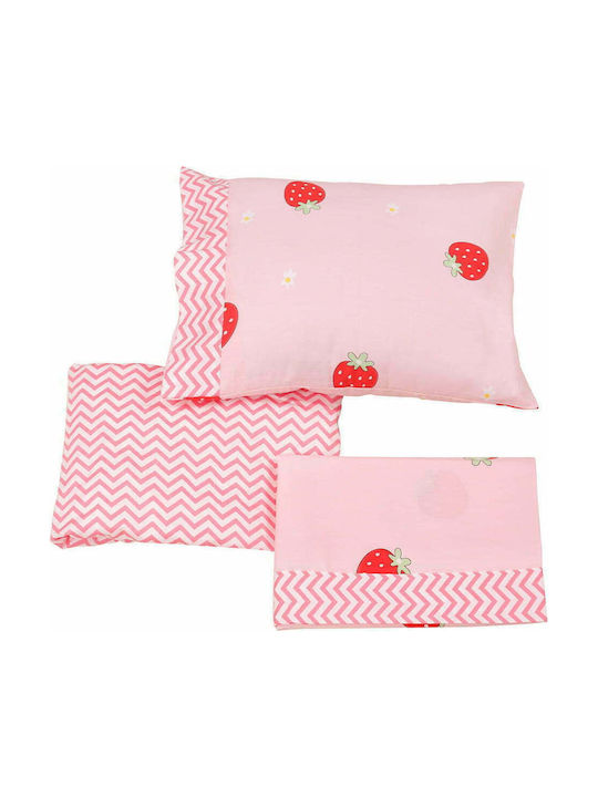 Beauty Home Art Baby Sheets Set Crib Cotton Satin Fitted Pink 70x140cm 3pcs