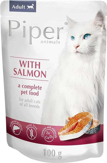 Dolina Noteci Piper Adult Υγρή Τροφή για Ενήλικες Γάτες σε Φακελάκι με Σολομό χωρίς Σιτηρά & Γλουτένη 100gr