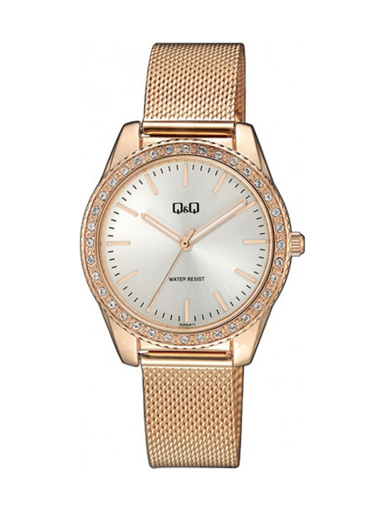 Q&Q Watch with Pink Gold Metal Bracelet