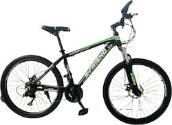 E-Friend DA524 26" Μαύρο/Πράσινο Mountain Bike με 21 Ταχύτητες και Μηχανικά Δισκόφρενα