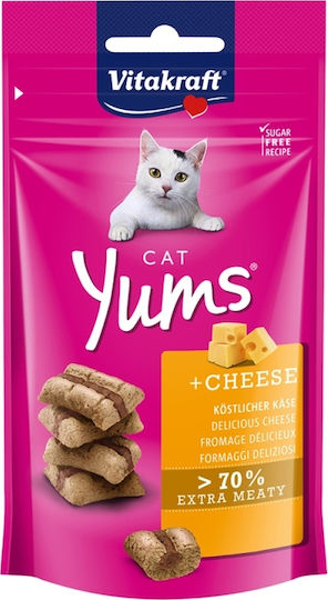 Vitakraft Cat Yums Kroketten mit Huhn Katzenleckerlis gefüllt mit Käse für Erwachsene Katzen 40gr