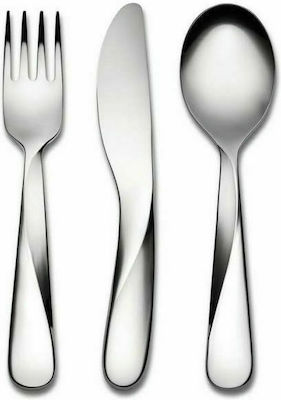 Alessi Baby Cutlery Set Giro made of Metal Silver 3pcs