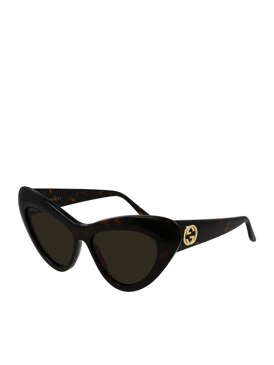 Gucci Γυναικεία Γυαλιά Ηλίου με Καφέ Ταρταρούγα Κοκκάλινο Σκελετό και Καφέ Φακό GG0895S 002