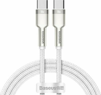 Baseus Cafule Metal Braided USB 2.0 Cable USB-C male - USB-C male 100W White 1m (CATJK-C02)