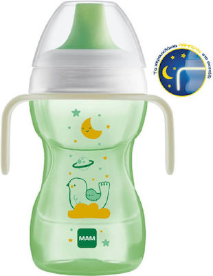 Mam Fun to Drink Cup Night Educational Sippy Cup Plastic with Handles Green for 8m+m+ 270ml