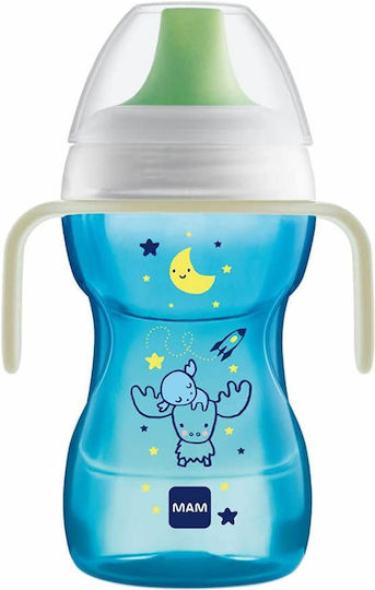 Mam Fun to Drink Cup Night Cana de antrenament pentru bebeluși Plastic cu mânere Albastru Ren pentru 8m+m+ 270ml