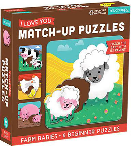 Kids Peg Puzzle Farm Animals for 1+ Years 12pcs Mudpuppy