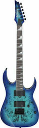 Ibanez GRGR221PA Elektrische Gitarre mit Form Stratocaster und HH Pickup-Anordnung Aqua Burst