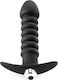 Zenn Premium Ribbed Butt Plug with Vibrating Bullet Πρωκτική Σφήνα με Δόνηση Black 13cm
