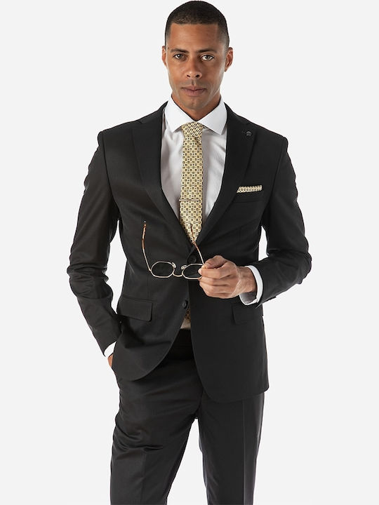 Sogo Καλοκαιρινό Ανδρικό Κοστούμι με Κανονική Εφαρμογή Μαύρο